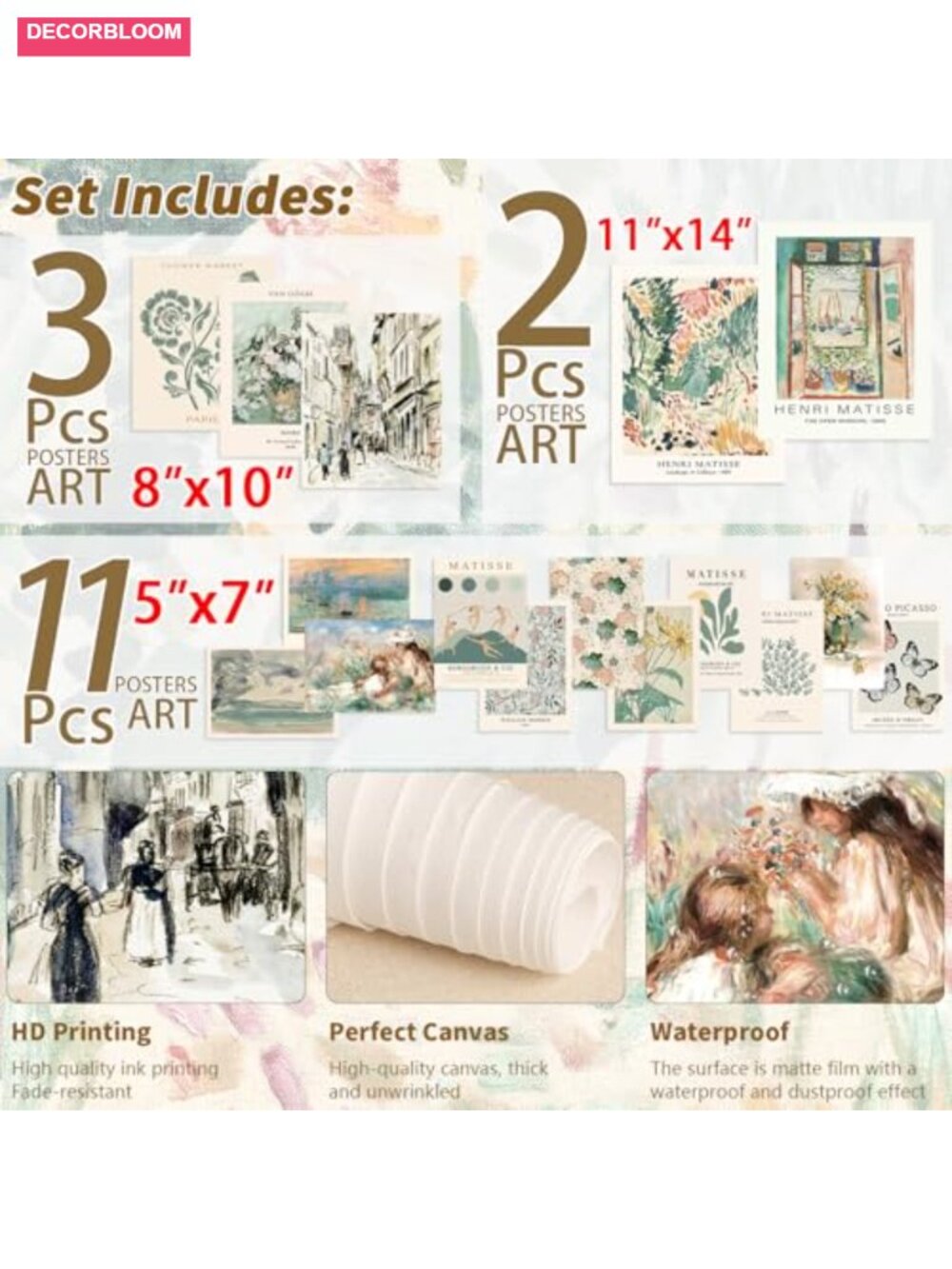 16pcs Vintage Wall Art Set Henri Matisse Abstract Posters Gallery Wall Decor - Picture 2 of 6